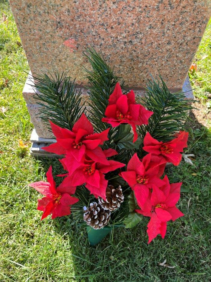 Christmas Artificial Poinsettia Vase
